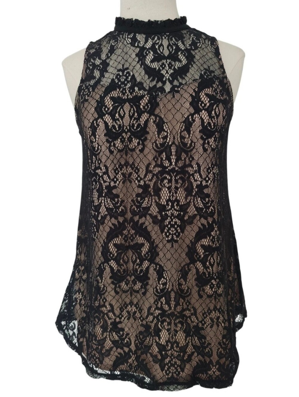 Fortune + Ivy Black Lace Blouse M Damask Sleeveless Whimsigoth Fairy Romantic